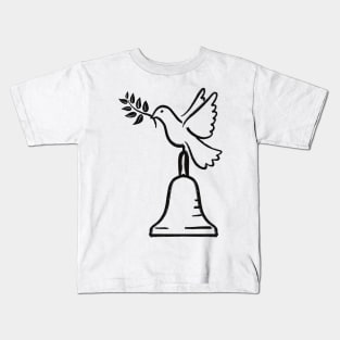 Peace Dove And Handbell black line variant Kids T-Shirt